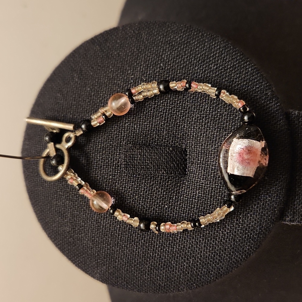 Handmade Glass Bead Bracelet with toggle clasp